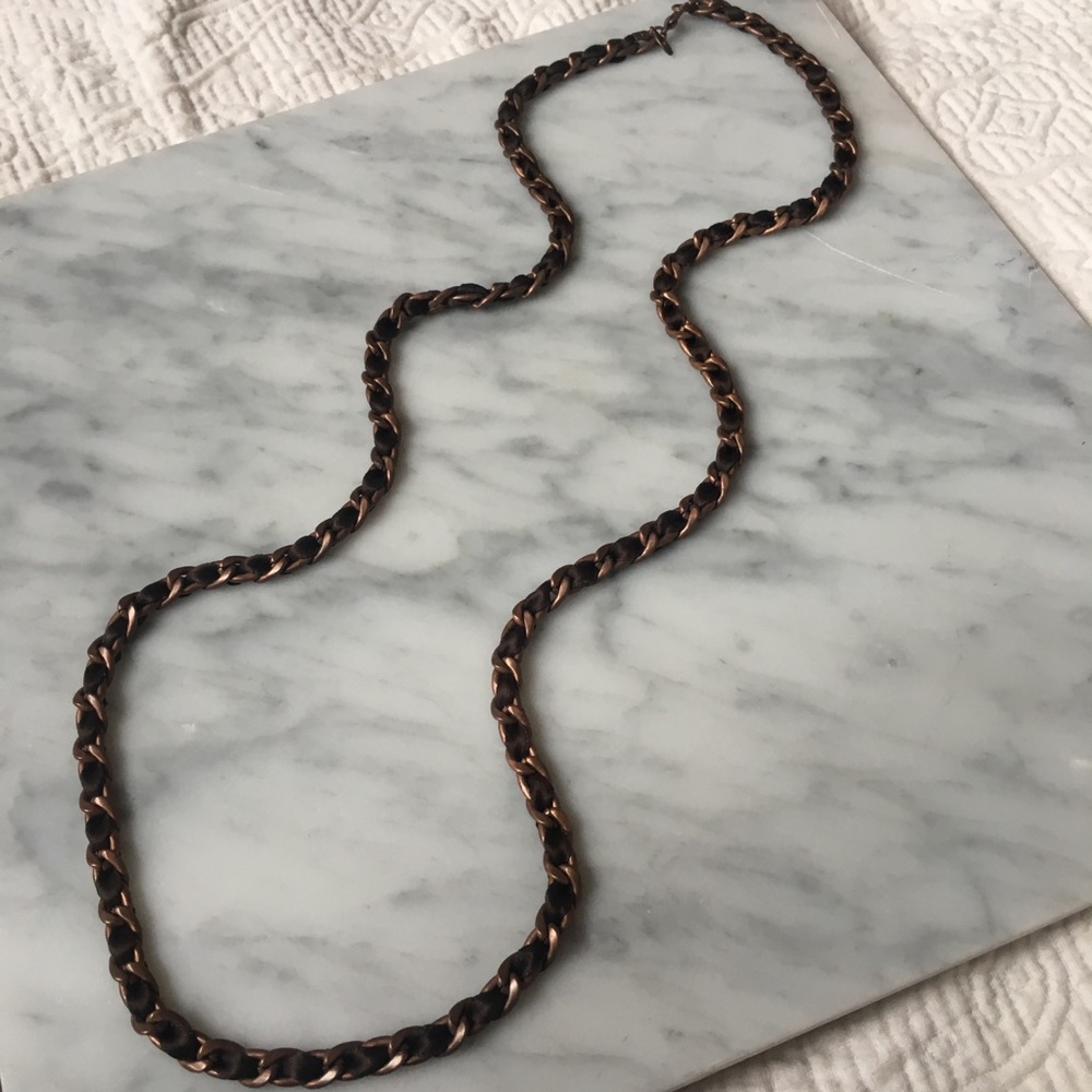 Metal and Ribbon Woven Necklace